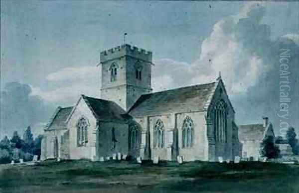 South east View of Dinton Church Oil Painting by John Buckler