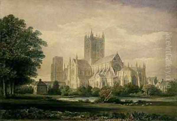 Wells Cathedral Oil Painting by John Buckler