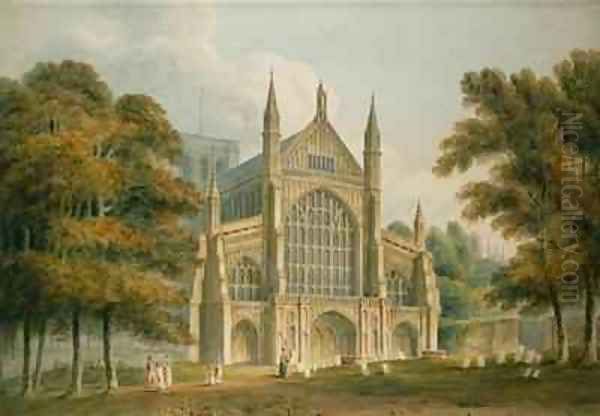 Winchester Cathedral Oil Painting by John Buckler