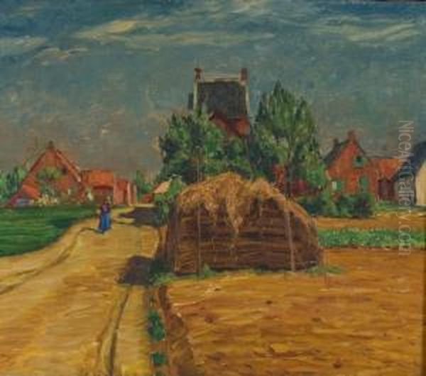 Spaziergang In Dorflandschaft Oil Painting by Theo Champion