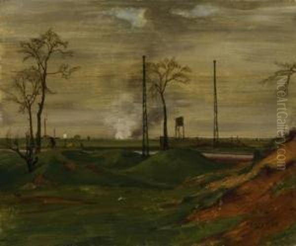 Landscape With Cyclist. 1924 by Theo Champion