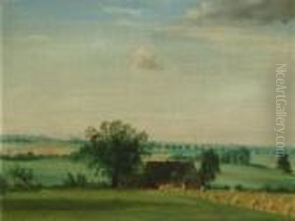 Bauernhof /niederrheinische Landschaft. Oil Painting by Theo Champion