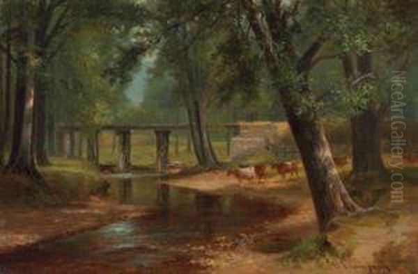 Old Bridge, North Conway Oil Painting by Benjamin Champney