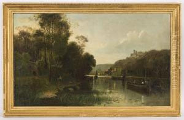 Landscape With Boat Oil Painting by Benjamin Champney