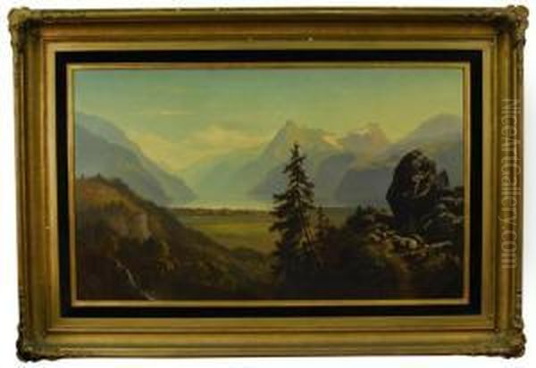 Panoramic View Of Mountains And Lake Oil Painting by Benjamin Champney