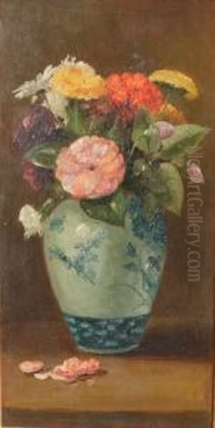 Still Life Of Flowers In A Vase Oil Painting by Benjamin Champney