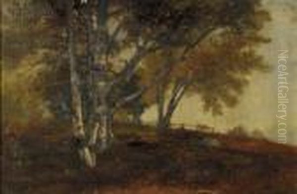 Landscape With Birches Oil Painting by Benjamin Champney