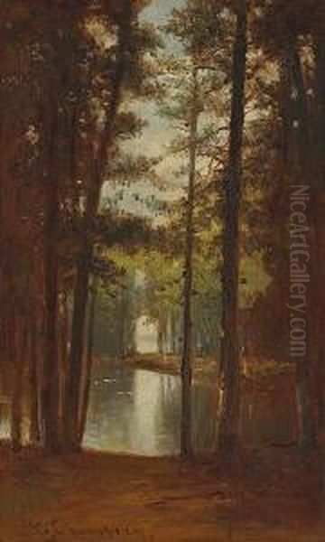 Reflections Of Birch Trees Oil Painting by Benjamin Champney