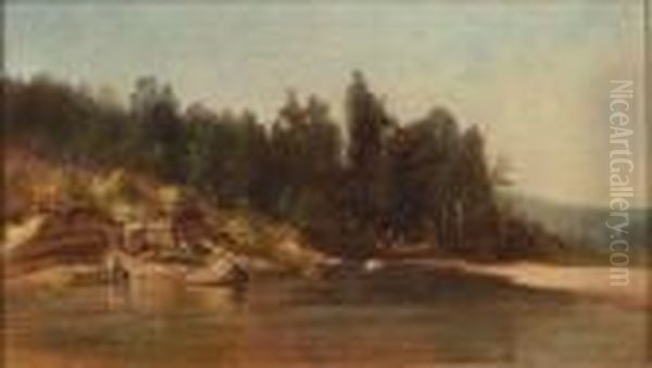 River Landscape Oil Painting by Benjamin Champney