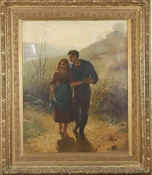 Walking Oil Painting by James Wells Champney