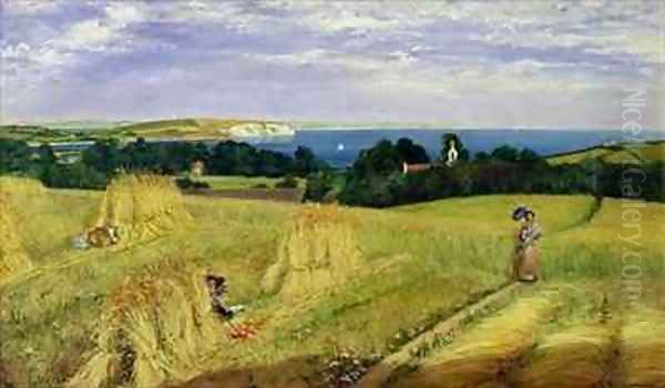 Corn Field in the Isle of Wight Oil Painting by Richard Burchett