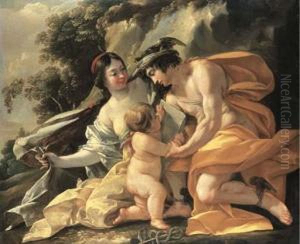 Venus, Mercury And Cupid ('the School Of Love') Oil Painting by Nicolas Chaperon