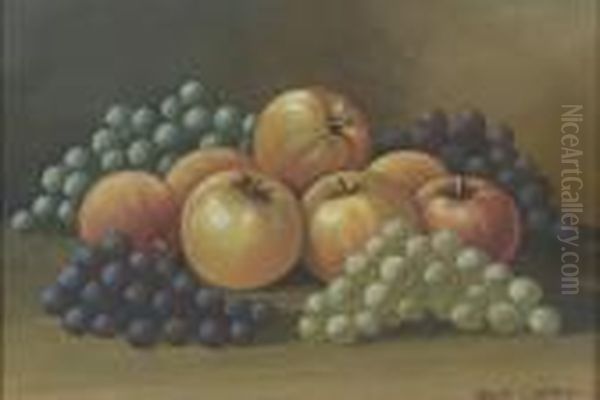 Still Life Of Apples Andgrapes Oil Painting by Bryant Chapin