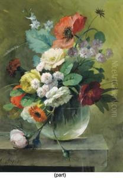 A Pair Of Mixed Summer Bouquets Oil Painting by Arthur Chaplin