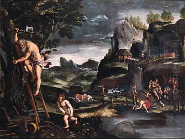 Adam and Eve after the Fall Oil Painting by Pietro Paolo Bonzi