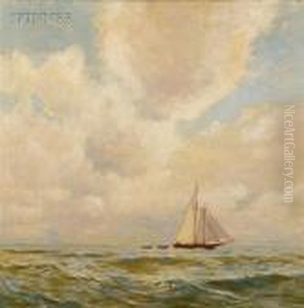 Schooner On The Open Sea Oil Painting by Carlton Theodore Chapman