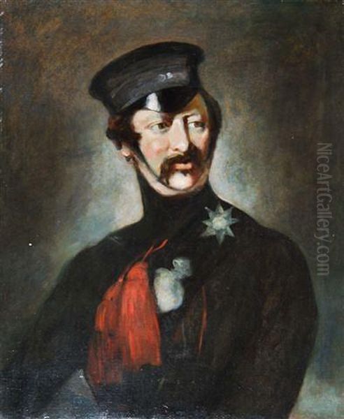 Portrait Of An English Rifleman Oil Painting by Carlton Theodore Chapman