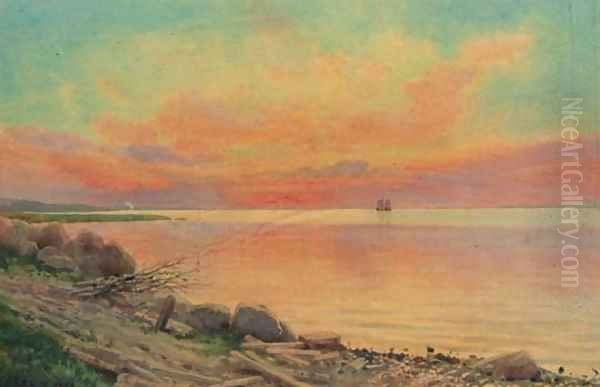 Sunrise over the Gulf of Bothnia Oil Painting by Albert Nikolaivich Benua