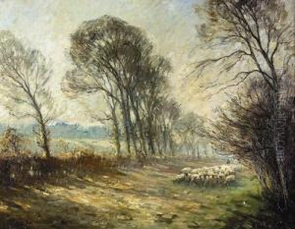 Landschaft Mit Schafherde. Oil Painting by Edward Chappel