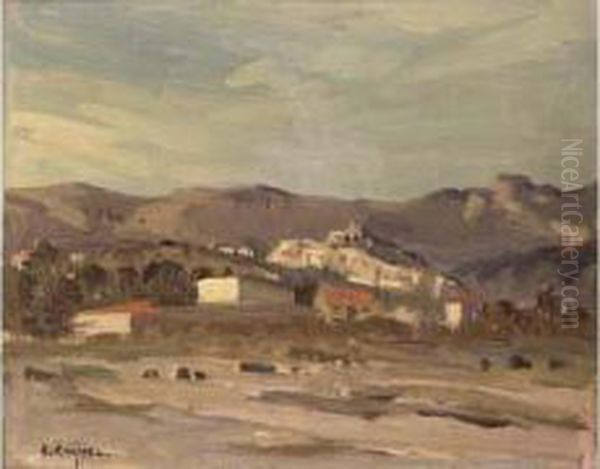 Arriere Pays De Cagnes Oil Painting by Edward Chappel