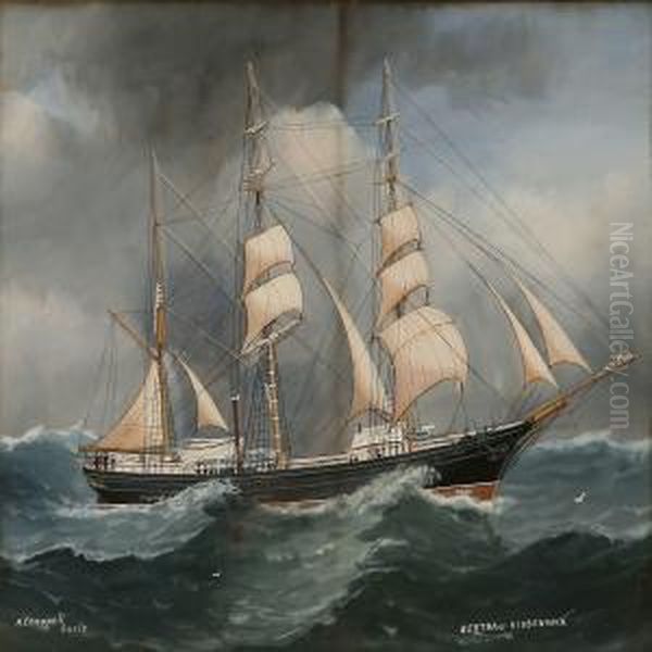 Barque Bertha Of Dragor Oil Painting by Reuben Chappell Of Poole