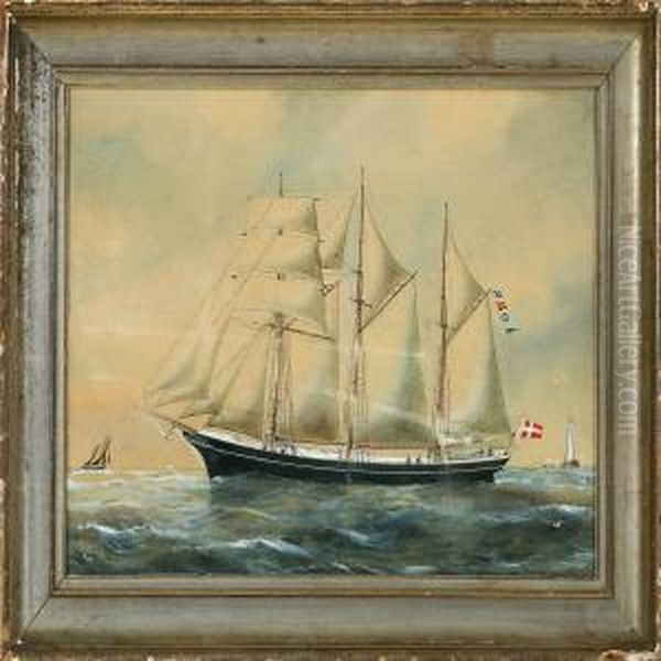 Ship Portrait Of The Danish Schooner Willemoes Of Thuro Oil Painting by Reuben Chappell Of Poole