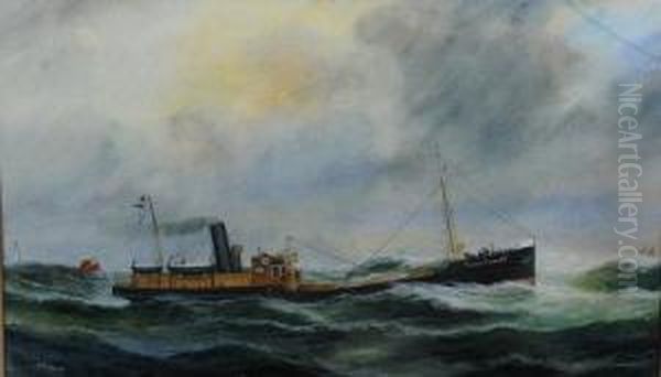 A Portrait Of The Steamer, Ss River Humber Of Bristol. Oil Painting by Reuben Chappell Of Poole