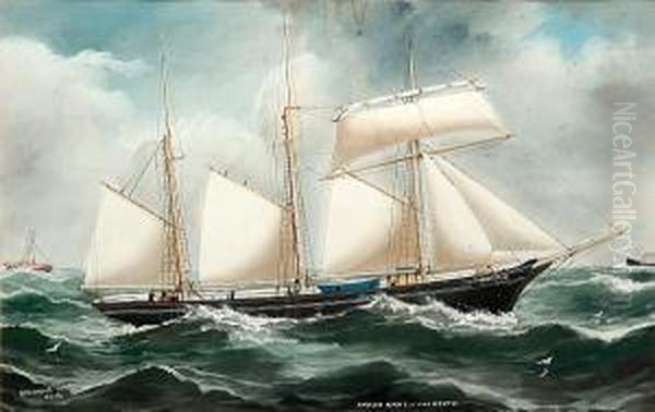 Ship Portrait Oil Painting by Reuben Chappell Of Poole