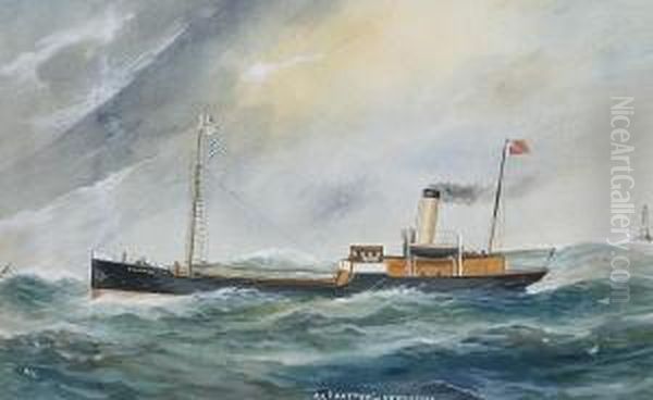 S.s.coaster Of Newcastle Oil Painting by Reuben Chappell Of Poole