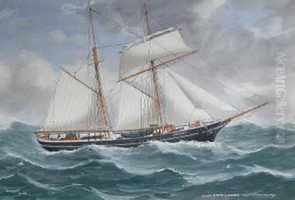 'jane Knox Of Goole, Capt.w.farmery', A Shipportrait Oil Painting by Reuben Chappell Of Poole