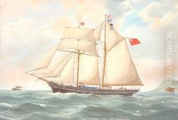 Ship Portrait - Florence Vivian Of Truro, J.a. Phillips Master Oil Painting by Reuben Chappell Of Poole