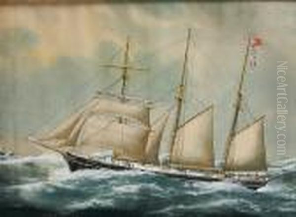 'imogene' - A Three Masted Barque Oil Painting by Reuben Chappell Of Poole