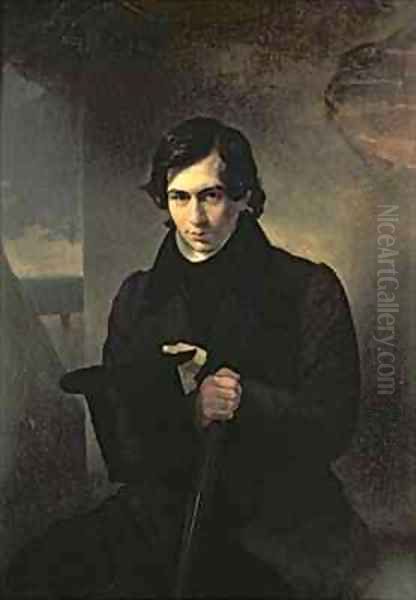 Portrait of the Russian author Nestor Kukolnik Oil Painting by Aleksandr Pavlovich Bryullov