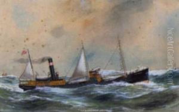 S.s.seaforth Of Bristol (#) S.s.calgaria Of Workington Oil Painting by Reuben Chappell Of Poole