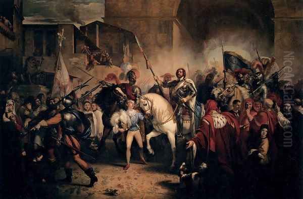 Entry of Charles VII into Florence Oil Painting by Giuseppe Bezzuoli