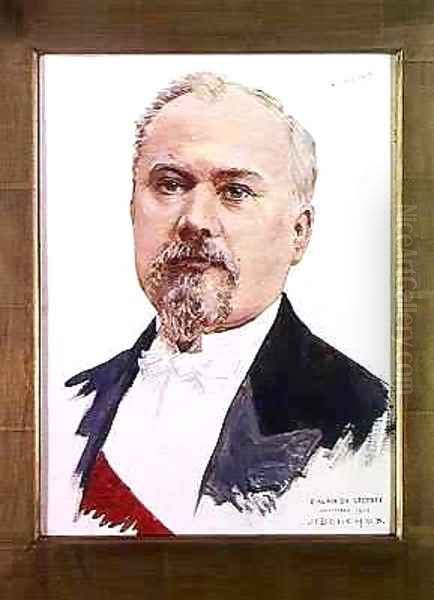 Portrait of Raymond Poincare (1860-1934) Oil Painting by Joseph Felix Bouchor