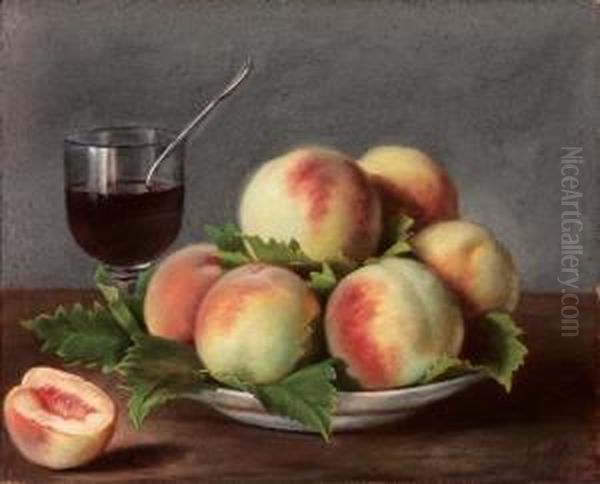 Natura Morta Con Pesche E Bicchiere Oil Painting by Jean-Baptiste-Simeon Chardin