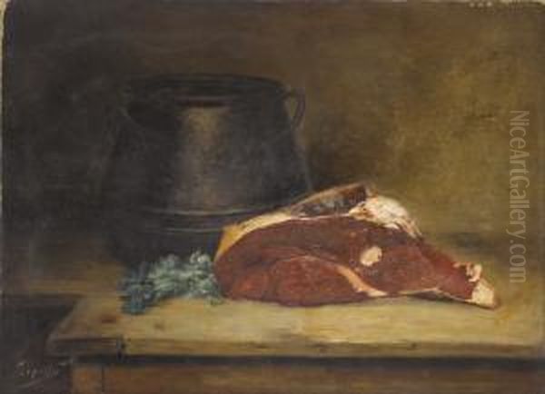 Still Life With Meat, Parsley And Jug Oil Painting by Jean-Baptiste-Simeon Chardin