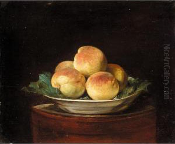 Still Life With Peaches In A Bowl On A Round Table Oil Painting by Jean-Baptiste-Simeon Chardin