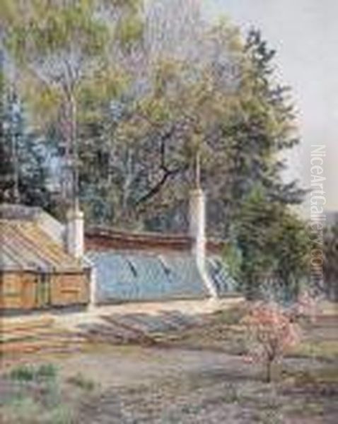 Glashaus In Einer Gartnerei Oil Painting by Hugo Charlemont