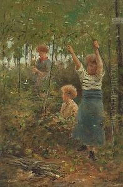 Gathering Wood Oil Painting by James Charles