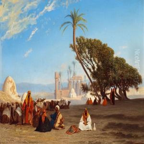 Arabs Camping Oil Painting by Charles Theodore Frere