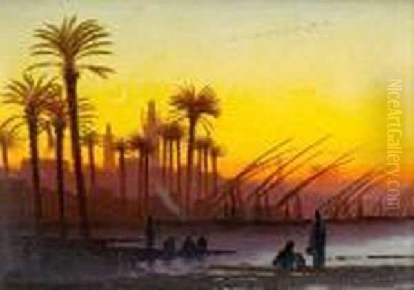 Sunset Over The Nile Oil Painting by Charles Theodore Frere