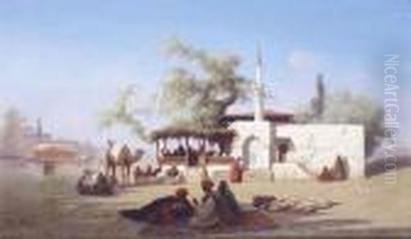 Petit Village Pres De Constantinople Oil Painting by Charles Theodore Frere