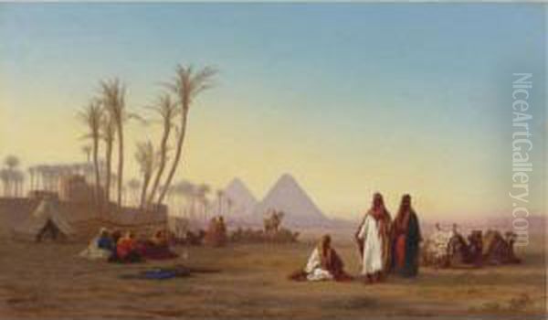 The Pyramids Of Giza, Egypt Oil Painting by Charles Theodore Frere