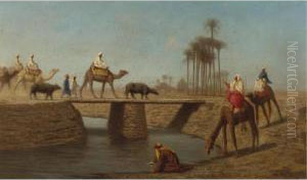 A Bridge, High Egypt Oil Painting by Charles Theodore Frere