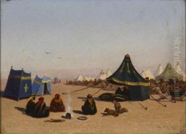 The Caravan
And 
Resting In Thedesert Oil Painting by Charles Theodore Frere