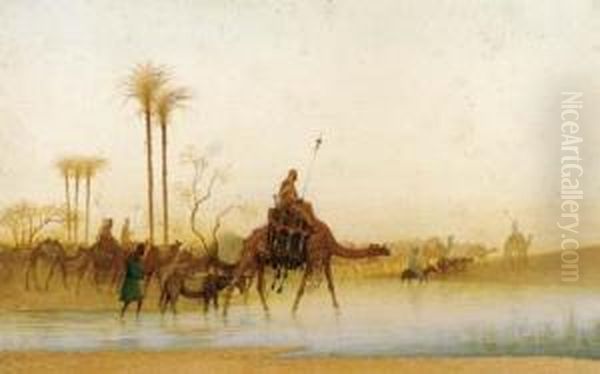 The Arrival Of The Caravan Oil Painting by Charles Theodore Frere