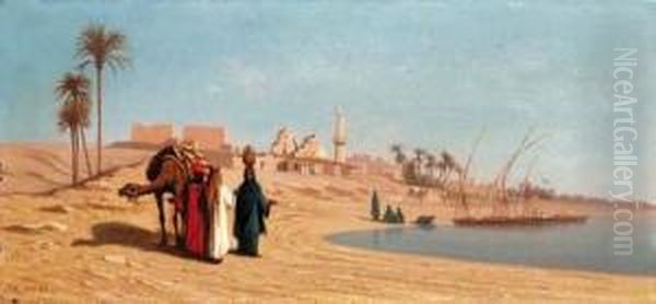 At The Edge Of The Desert Oil Painting by Charles Theodore Frere