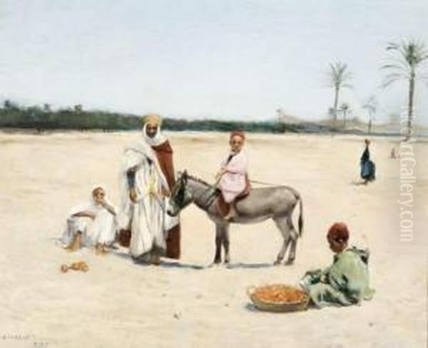 Le Petit Marchand D'oranges A Biskra. Oil Painting by Frantz Charlet